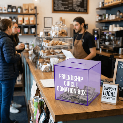 Donation Boxes in Local Businesses