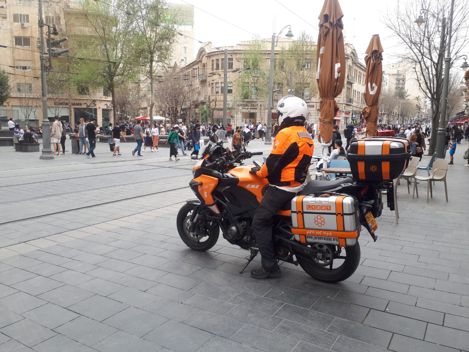 Ambucycle in Jerusalems city center after the incident on Tuesday