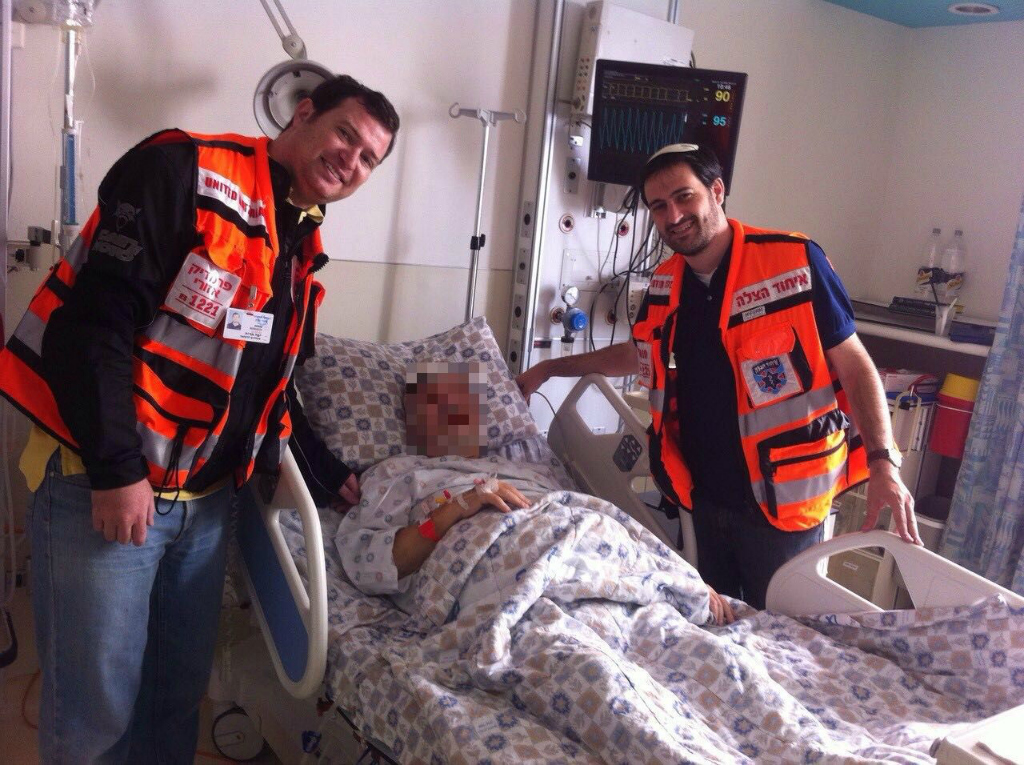 Moshe and Aryeh Jaffe with the man they saved