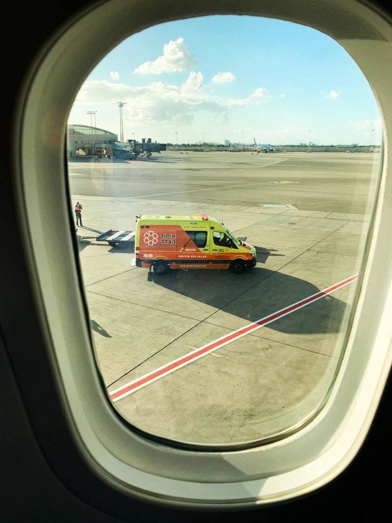 United Hatzalah ambulance scene from the inside of a plane at Ben Gurion airport in Tel Aviv Illustration 768x1024 1