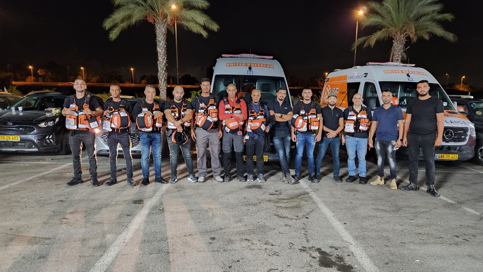 Muslim bedouin volunteers from Rahat and the surrounding region during an ambulance shift in the Gaza Periphery over the weekend