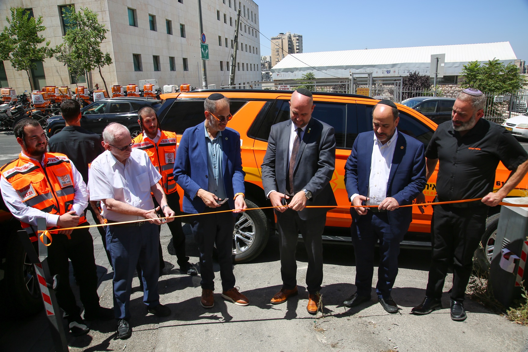 Knesset Speaker Amir Ohana at United Hatzalah HQ August 7 Photo credit United Hatzalah 2